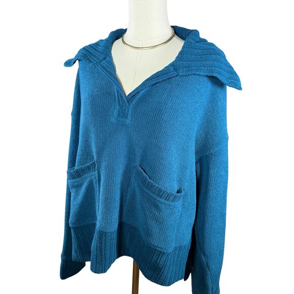 FP Beach Grace Pullover Sweater Teal Sapphire Boxy Oversize Slouchy | M - Picture 6 of 12